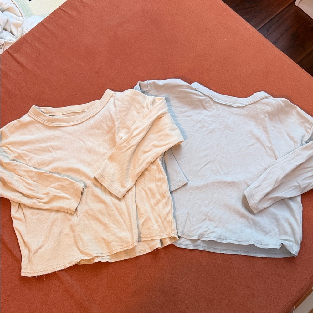Wild Wawa 3/4 Sleeve Tops - Cream and Light Blue size 2-3yrs.